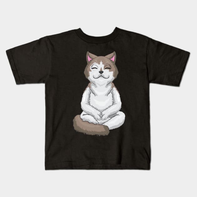 Beautiful tomcat at yoga Kids T-Shirt by Markus Schnabel